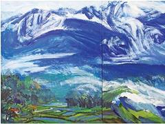Large paintings display Sa Pa in panoramas