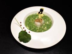 Crab spinach soup with conpoy