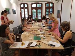 Relaxing craft workshop at tea house