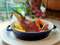 Slow-cooked lamb shanks in red wine