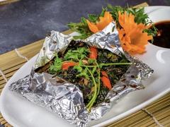 Baked mushrooms in foil with Chef Quang Anh at Tâm Anh Vegan