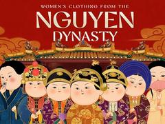 Women’s clothing from the Nguyễn Dynasty revived in chibi-style paintings