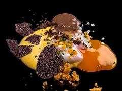 Perfect Marans egg with mayonnaise, truffles