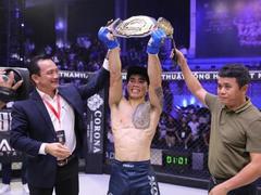 Nam applies rear-choke to defend MMA LION Championship belt