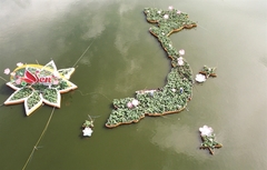 Nation mapped out with lotus pots in Đồng Tháp