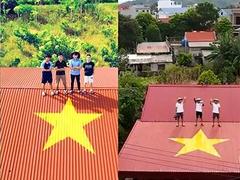 People transform roof into a national flag to celebrate the National Day